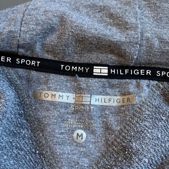Tommy Hilfiger Sport Hoodie Oversize Grey has White Stars Gold Metallic Spellout - Picture 6 of 9